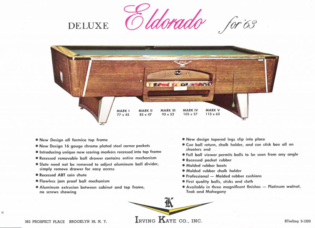 Irving Kaye Deluxe Eldorado for 1963